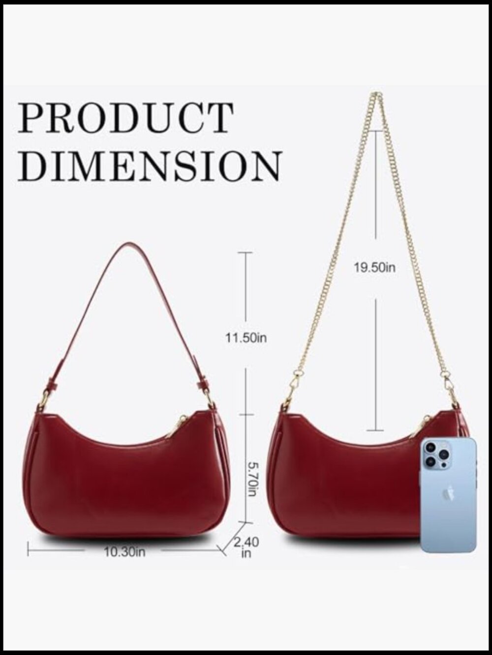 Vegan Leather Hobo Shoulder Bag Y2K Trendy Crossbody Clutch Purse Adjustable - Picture 4 of 7